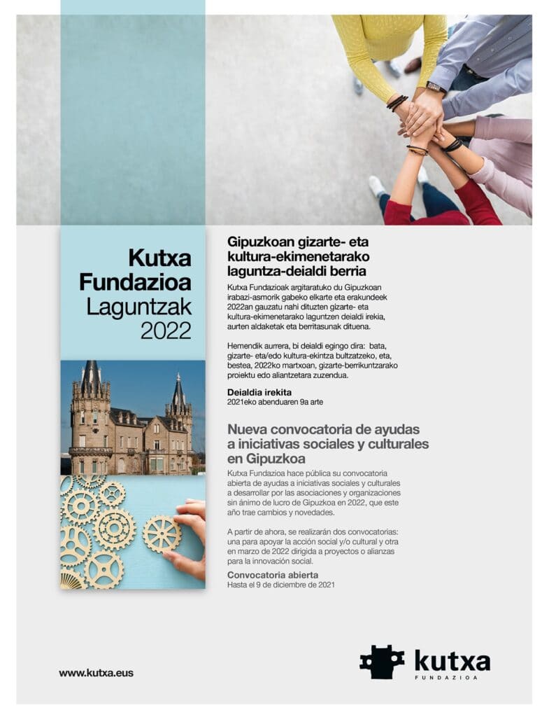 Kutxa Laguntzak 2021 es Kutxa Fundazioa: Últimos días para pedir las ayudas sociales y culturales