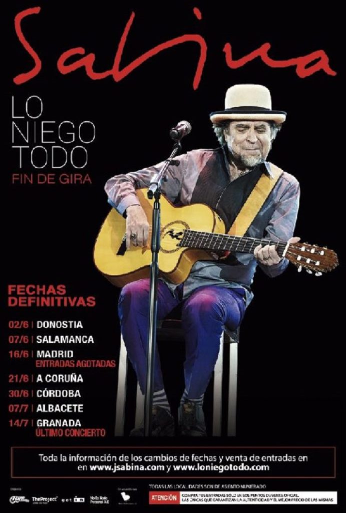 Sabina iniciará el sábado en Donostia la recta final de 'Lo niego todo' 19 Lo niego todo Sabina iniciará el sábado en Donostia la recta final de 'Lo niego todo'