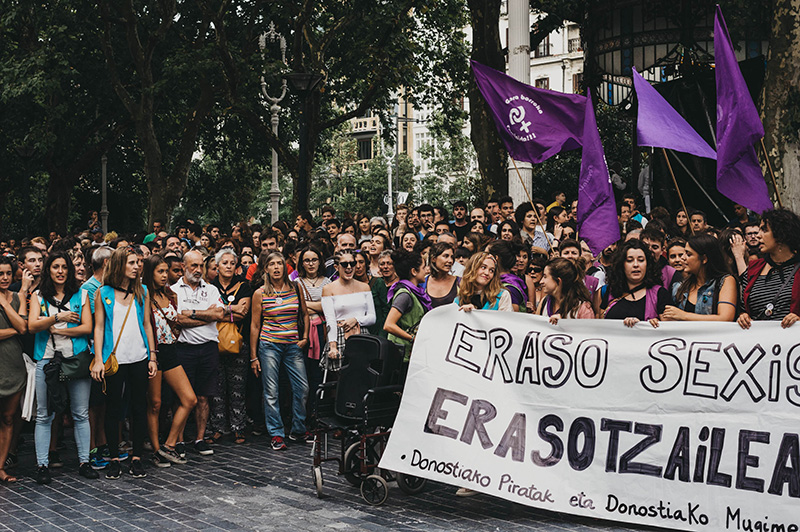Protestas por agresiones sexuales en Semana Grande de 2018. Foto: Santiago Farizano