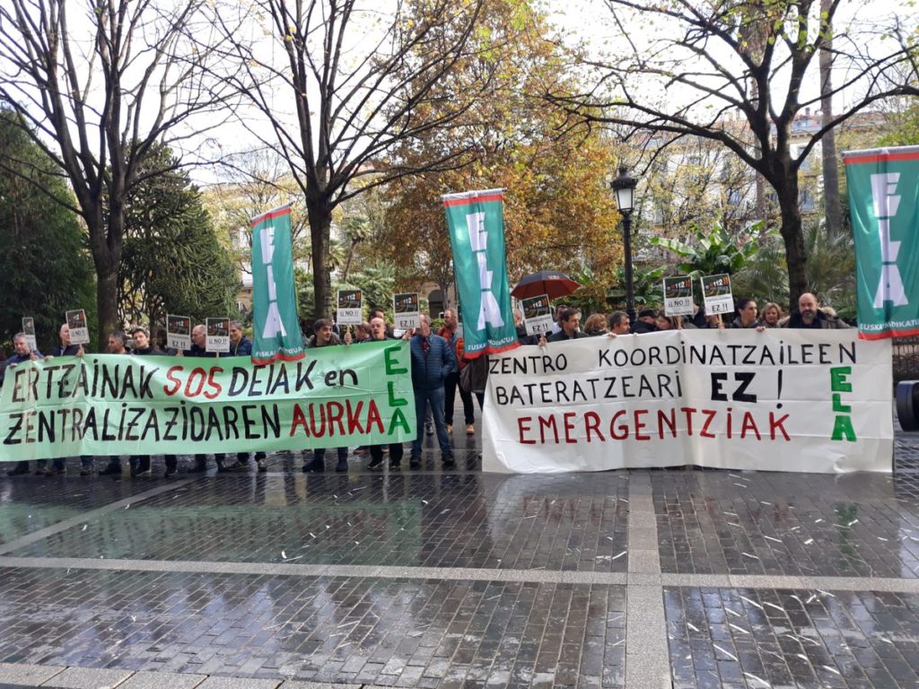 emergencias ELA ELA se manifiesta contra la posible centralización de Emergencias en Bizkaia