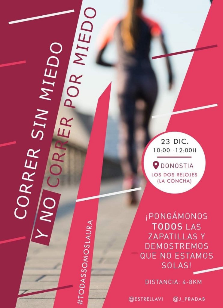 Cartel correr sin miedo Donostia también 'correrá sin miedo' el domingo, recordando a Laura Luelmo