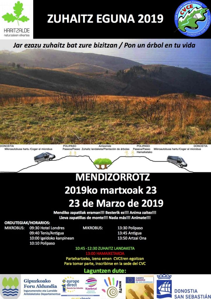 ZUHAITZ EGUNA 2019 KARTELA Día del Árbol: plantación de 200 ejemplares para celebrarlo, mañana en Mendizorrotz