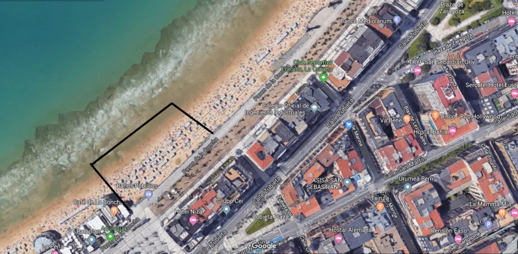 mapa playa Luces, cámaras y acción este martes junto al Atlético San Sebastián