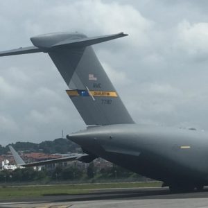 IMG 20190827 WA0005 G7: El avión del Ejército de EEUU vuelve a Hondarribia como despedida de la Cumbre