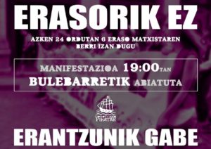 erasorik ez 300x212 - 'Donostiako Piratak' enumera seis agresiones en 24 horas y suspende sus actos festivos