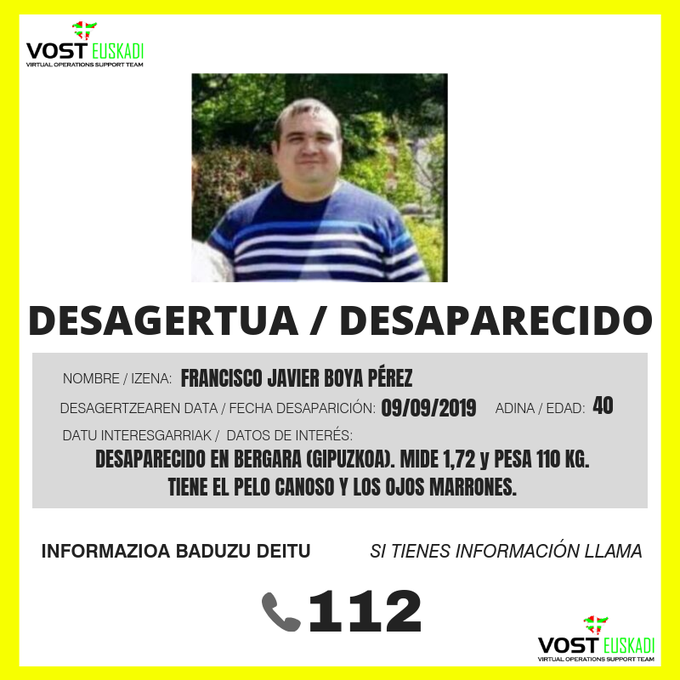 Se busca a un hombre desaparecido en Bergara 1 Bergara desaparecido Se busca a un hombre desaparecido en Bergara