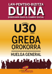huelga general cartel 214x300 - Euskadi encara la huelga general de mañana