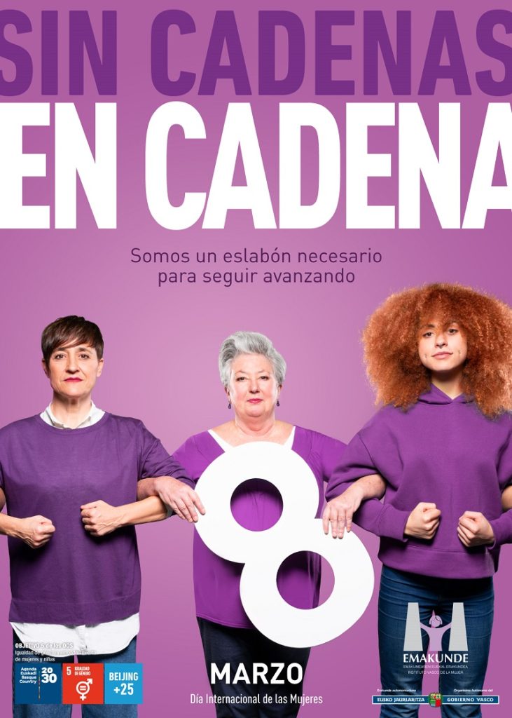 2020m8 kartela cas "Sin cadenas, en cadena", nueva campaña de Emakunde