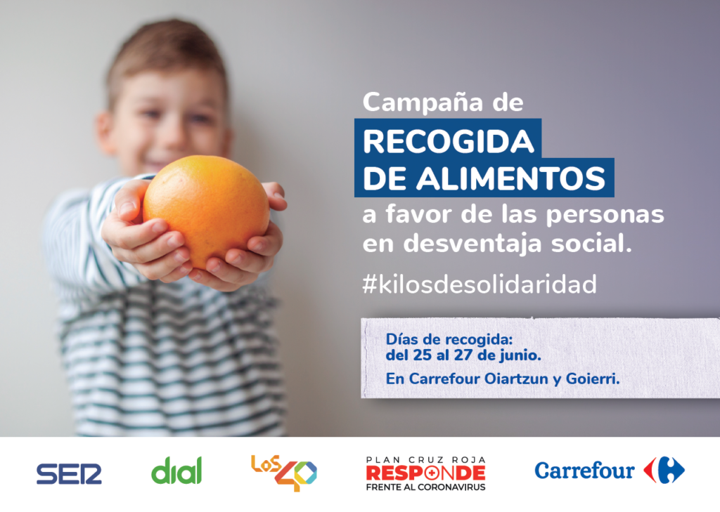 Cartel Recogida CAST Cruz Roja recogerá alimentos desde hoy y hasta el sábado en Gipuzkoa