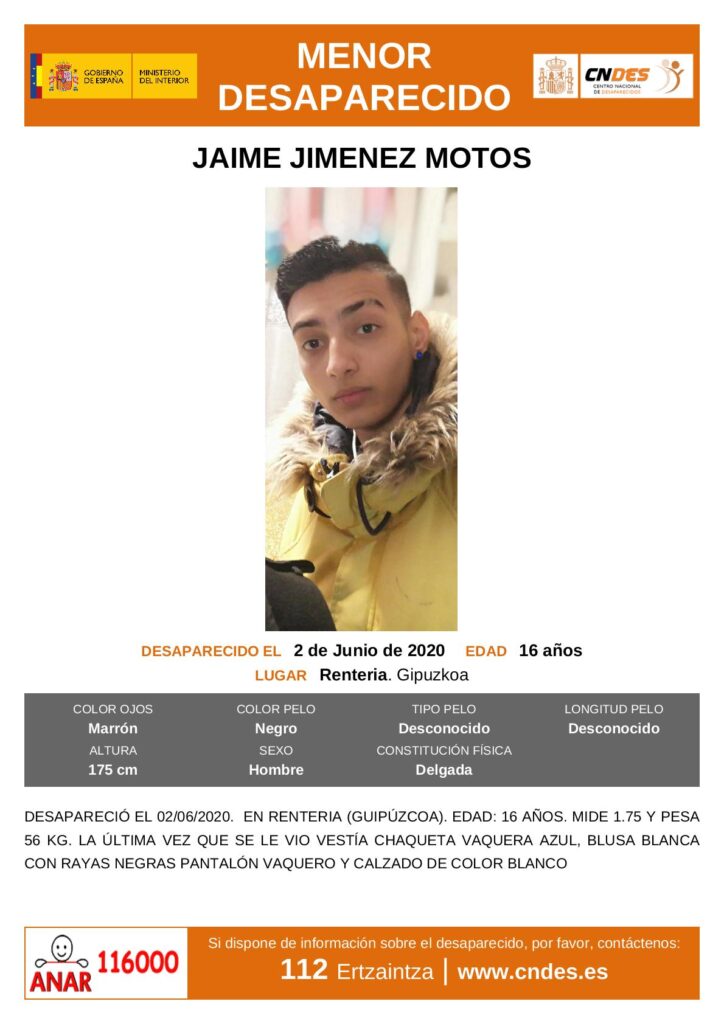 Desaparecido un adolescente en Errenteria desde el martes 28 desaparecido errenteria Desaparecido un adolescente en Errenteria desde el martes