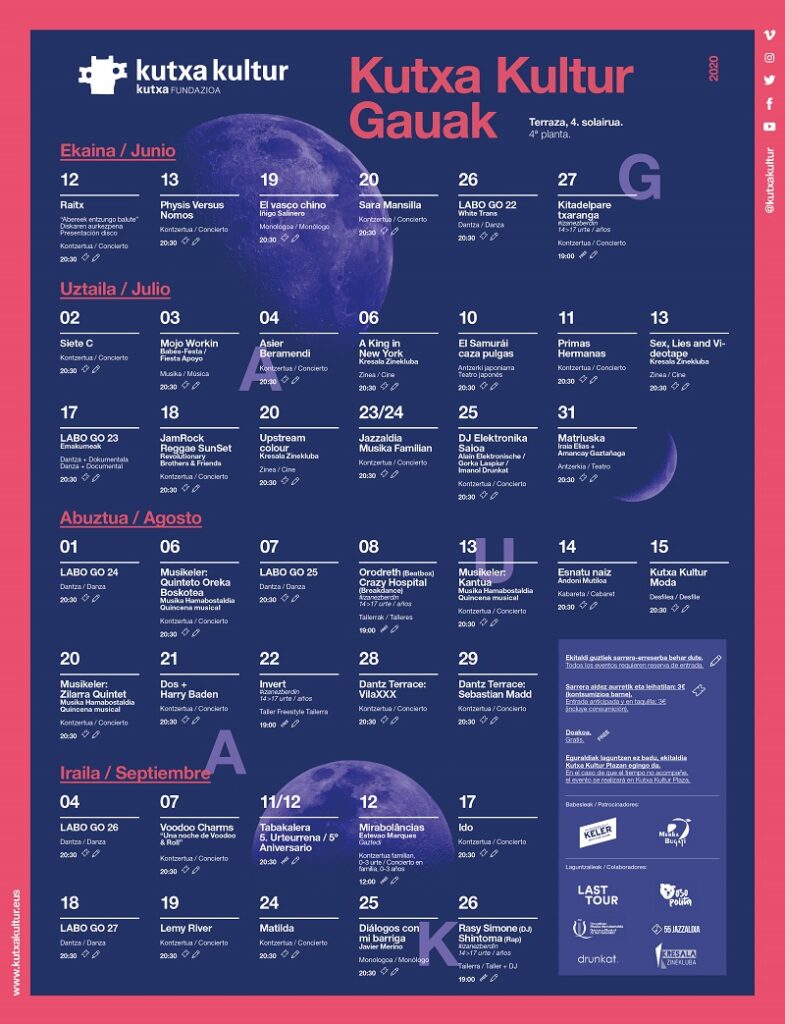 kutxa kultur gauak 2020 esp Kutxa Kultur Gauak volverá a partir del viernes para ambientar las noches veraniegas