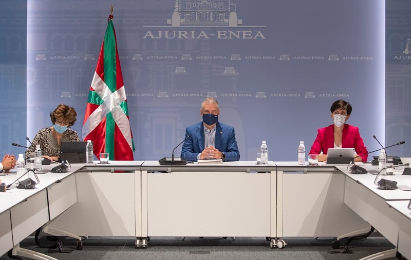 Reunión del Gobierno vasco esta mañana para valorar la situación frente al Covid-19. Foto: Gobierno vasco