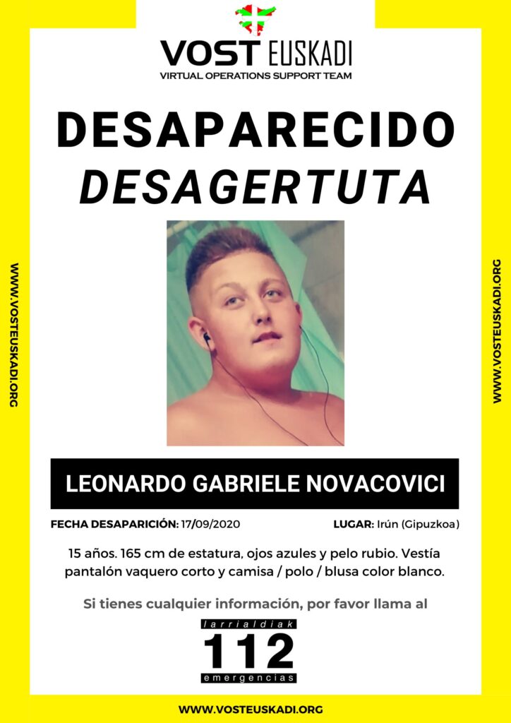 Irun desaparecido Un menor desaparecido en Irun desde el jueves (ya encontrado)