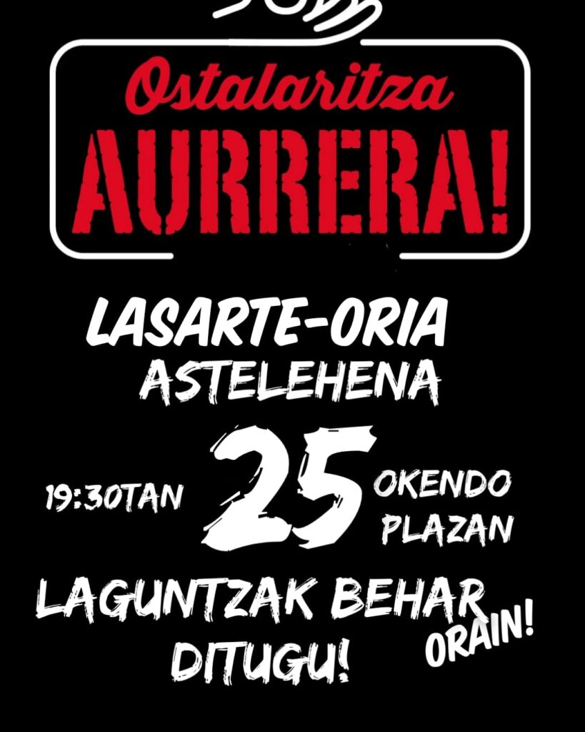 Ostalaritza Los hosteleros se manifestarán mañana en Lasarte-Oria