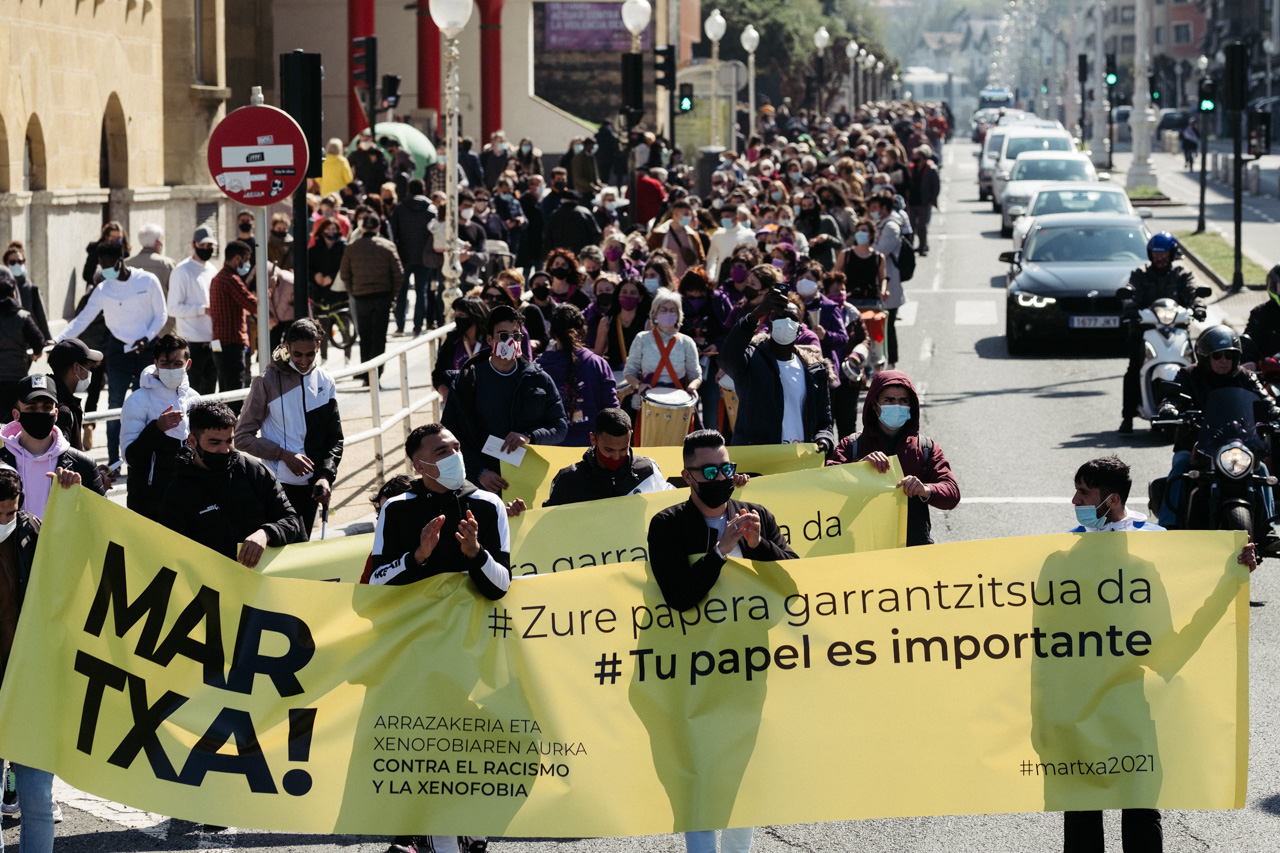 Martxa contra el racismo en Donostia, en 2021. Foto: Santiago Farizano