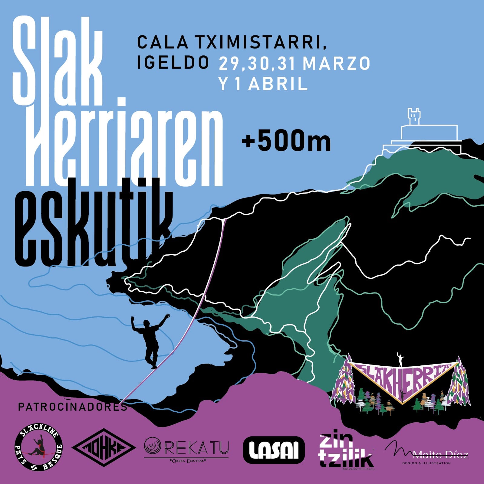 igeldo slak herria Haritzalde denuncia que el slackline de Tximistarri supone una amenaza para las aves