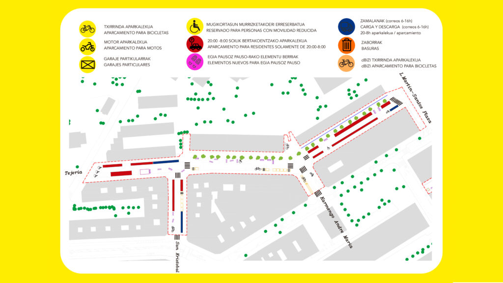 2 PlanoPantalla EgiaPausozPauso Las calles Tejería y San Cristóbal en Egia serán peatonales durante dos semanas