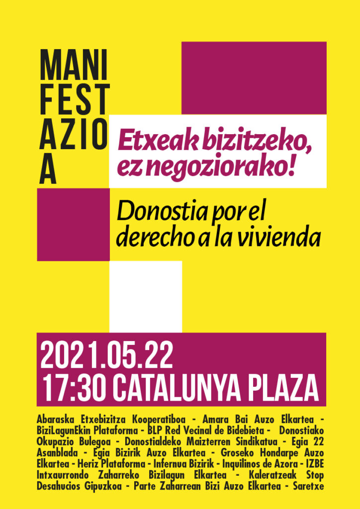 M22 B Kopia Manifestación el sábado 22 contra la "emergencia habitacional" en Donostia