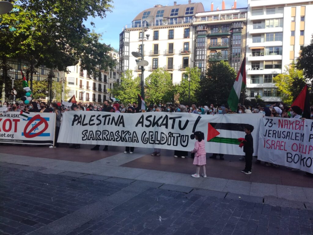 Palestina Askatu Manifestación por Palestina esta tarde en Donostia