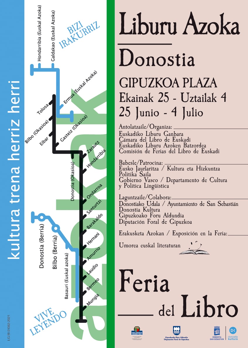 Feria del Libro en la plaza de Gipuzkoa hasta el 4 de julio 1 Liburu Azoka kartela Feria del Libro en la plaza de Gipuzkoa hasta el 4 de julio