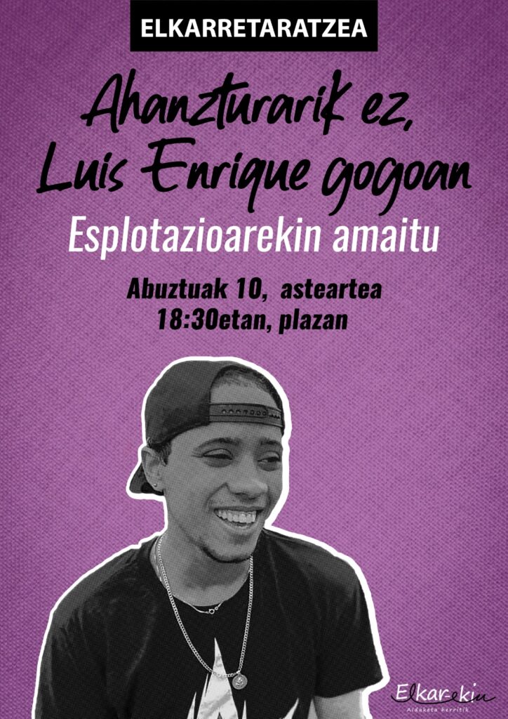 Piden que se investigue la muerte del joven Luis Enrique Soriano en Azpeitia 2 20210810 ElkarEkin Piden que se investigue la muerte del joven Luis Enrique Soriano en Azpeitia