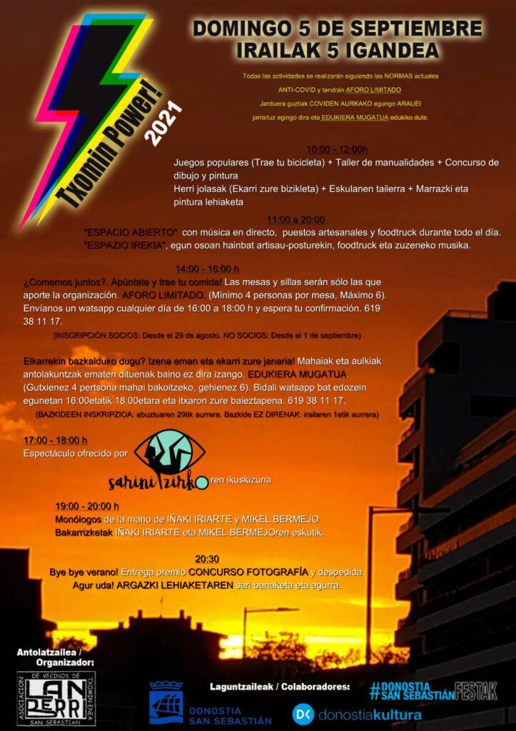 Los vecinos de Txomin Enea organizan actividades para este domingo 2 TXOMIN POWER EGUNA egitaraua programa Los vecinos de Txomin Enea organizan actividades para este domingo