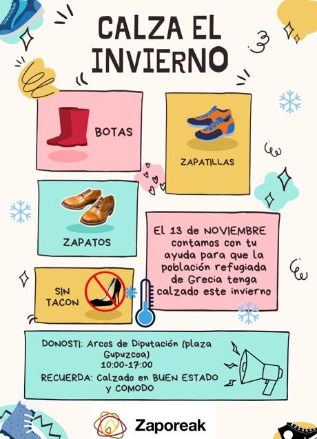 calza el invierno Zaporeak recogerá calzado de invierno este sábado en la plaza Gipuzkoa