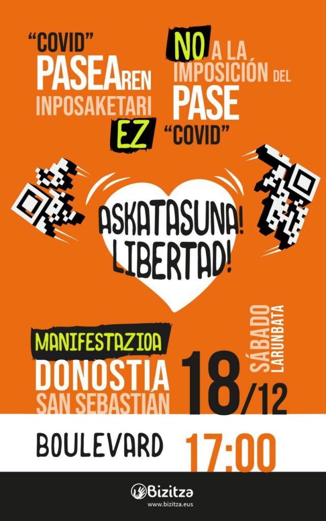Bizitza convoca una manifestación contra el pasaporte covid en Donostia 2 pasaporte covid mani Bizitza convoca una manifestación contra el pasaporte covid en Donostia