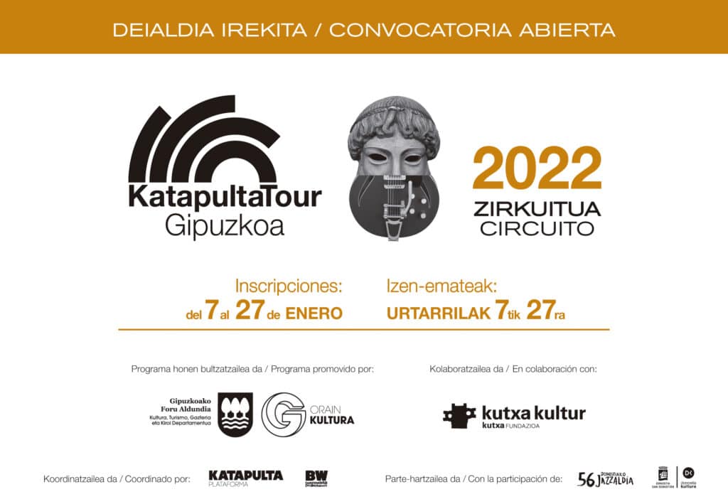 Katapulta Tour Gipuzkoa busca nuevos artistas 19 Katapulta Tour Gipuzkoa 2022 deialdia irekita Urtarrilak 7 27 bilingue Katapulta Tour Gipuzkoa busca nuevos artistas