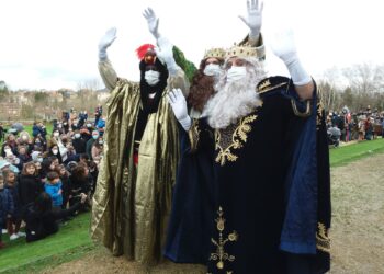 Los Reyes Magos en el Palacio de Aiete esta mañana. Foto: Ayto