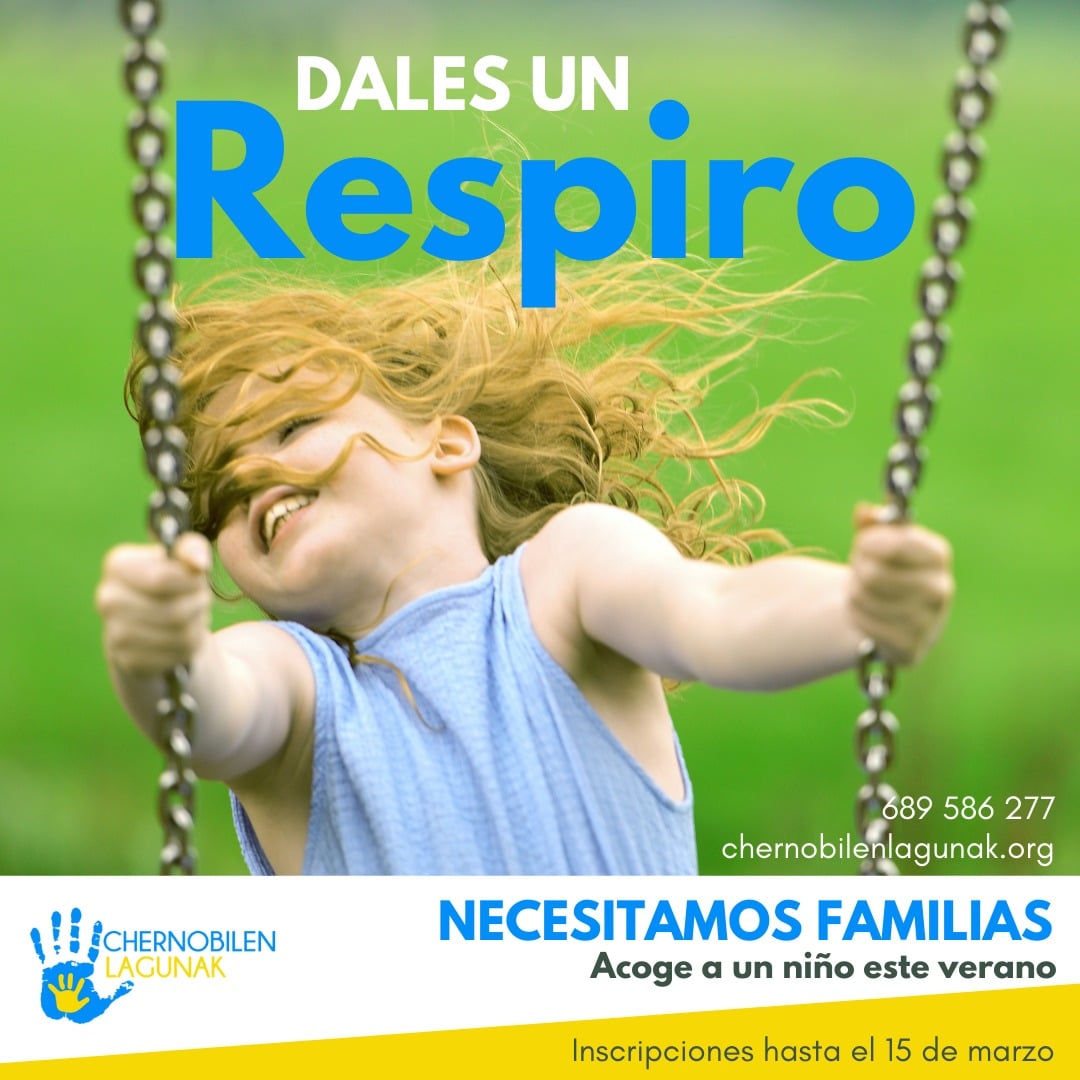 Chernobilen lagunak Chernobilen Lagunak llama a "dar un respiro" a los niños este verano en Euskadi