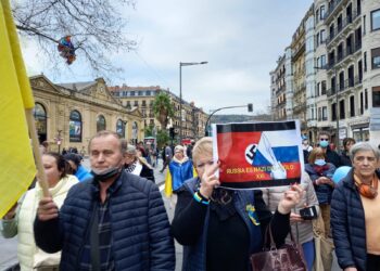 Manifestación contra la guerra del pasado 27 de febrero. Foto: DonostiTik