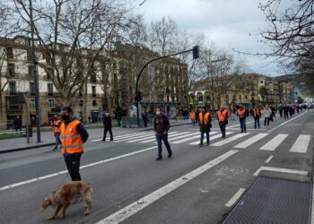 Manifestación de los agentes de movilidad el pasado 27 de febrero. Foto: DonostiTik
