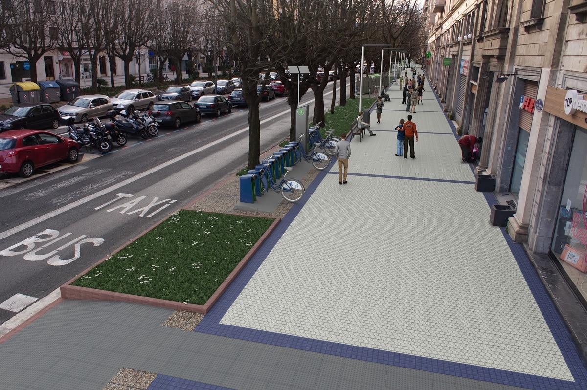 Sancho el Sabio1 Acera par en Sancho el Sabio con una amplia franja para el paseo