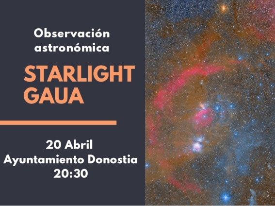 (Suspendido) Cita el miércoles para ver las estrellas desde el Ayuntamiento de Donostia 1 Starlight (Suspendido) Cita el miércoles para ver las estrellas desde el Ayuntamiento de Donostia