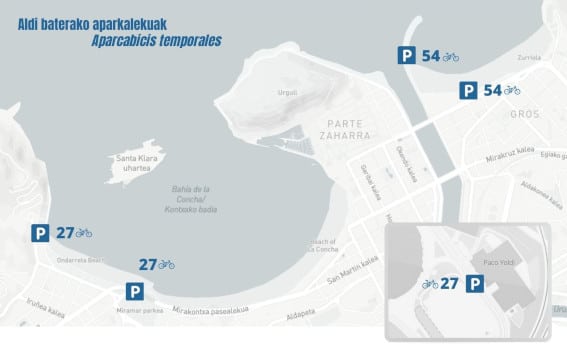 Aparcabicis temporales Donostia contará con 216 plazas temporales para bicicletas este verano