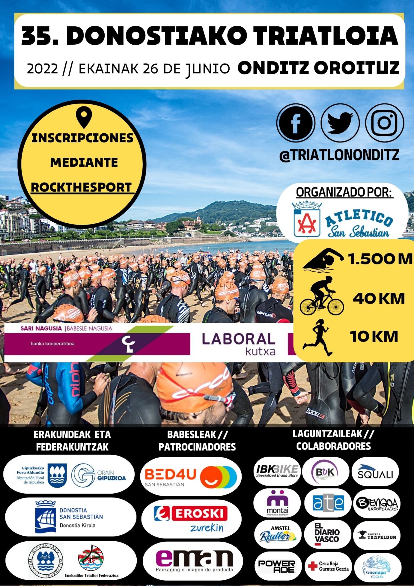 CARTEL OFICIAL TRIATLON DONOSTIA ONDITZ 2022 scaled Todo listo para el Triatlón de la mujer y el Memorial Onditz en Donostia