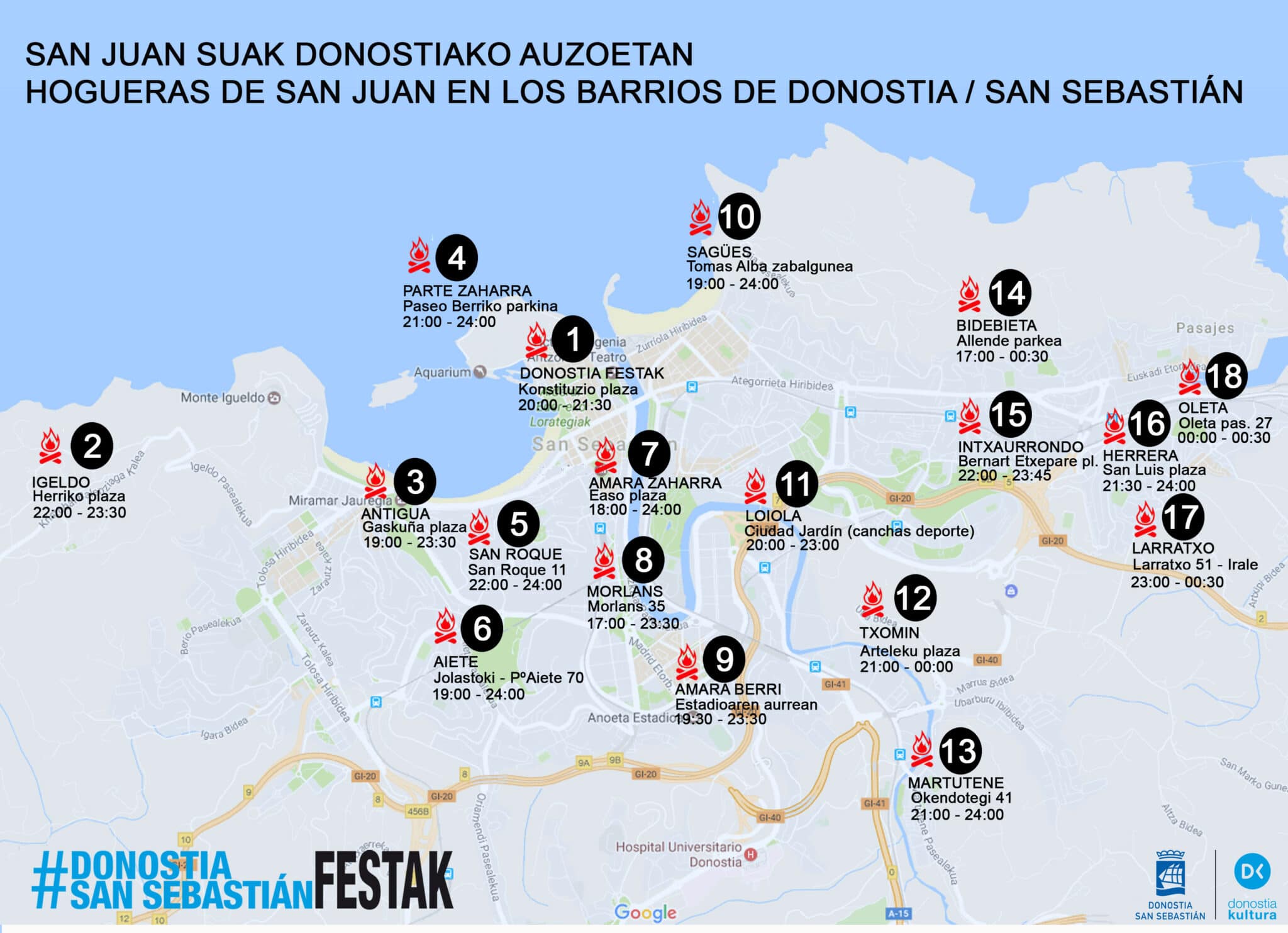 PLANOOK scaled - Todo listo para las 18 hogueras en Donostia... y peligro de lluvia