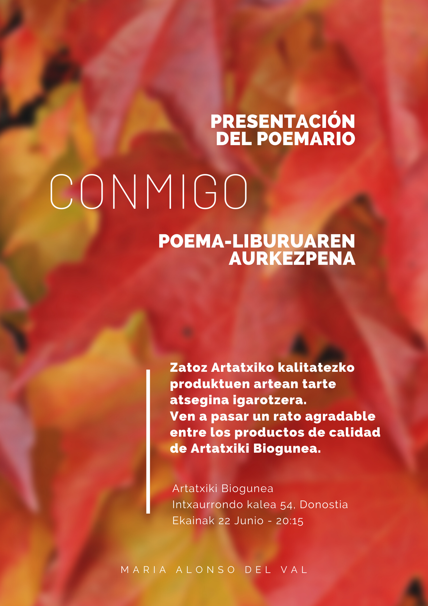 aurkezpen kartela Alonso del Val presentará su poemario 'Conmigo' este miércoles