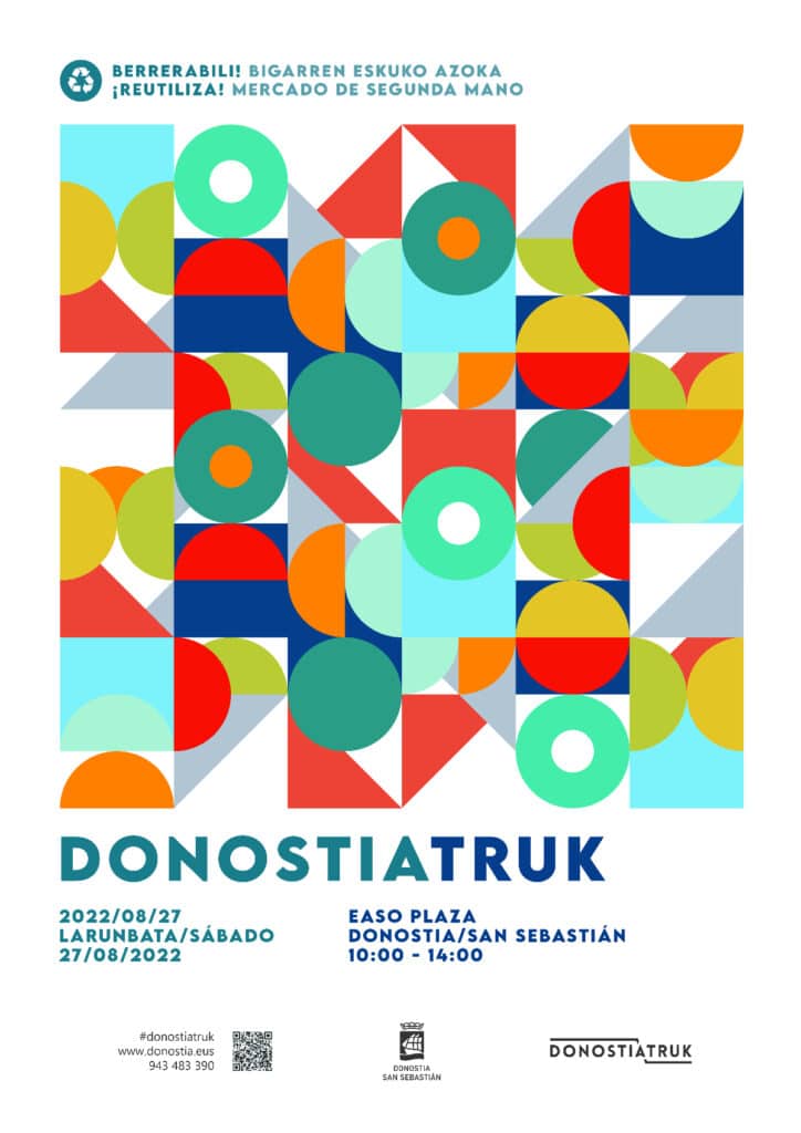 Donostiatruk abuztua 2022 DonostiaTruk, mercadillo de segunda mano, este sábado en la plaza Easo