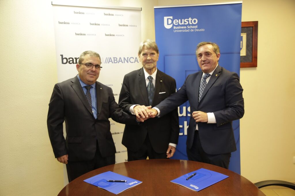 DBS Bankoa Bankoa ABANCA y Deusto Business School se unen para impulsar el talento joven y la actividad Pyme con el 'Programa de Prácticas Juan José Etxeberria'