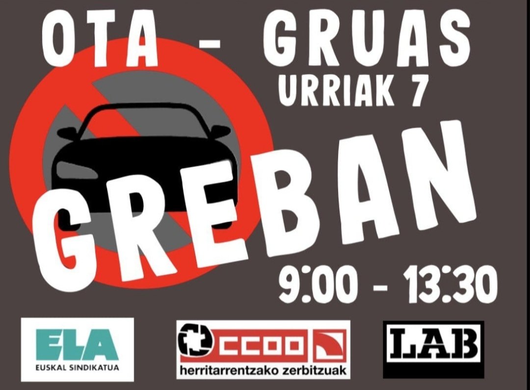 Greba - Nueva huelga en el servicio de OTA y grúas de Donostia este viernes