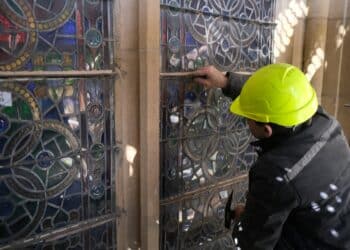 Visita a las obras de restauración de la Catedral del Buen Pastor. Fotos: Santiago Farizano