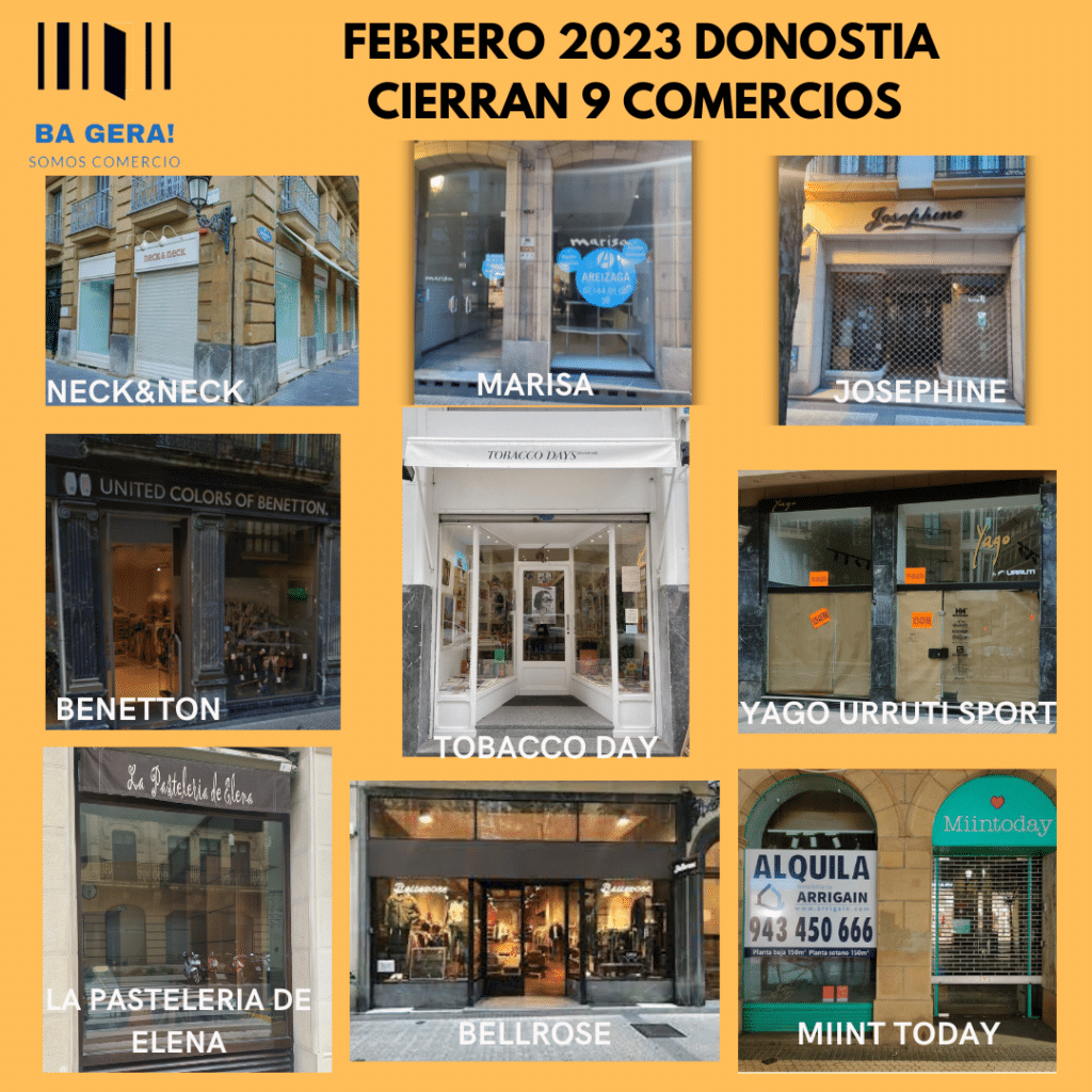Ba Gera Nueve comercios echaron el cierre en febrero en Donostia