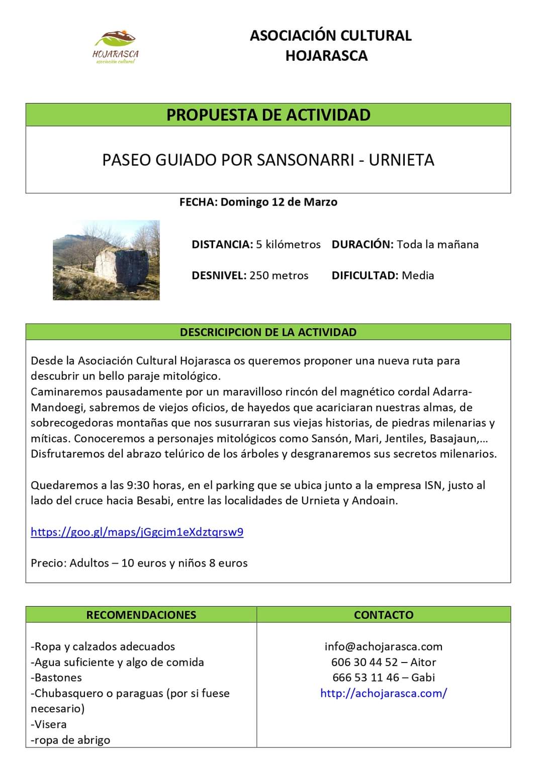 Sansonarri - Excursión este domingo a Sansonarri con la asociación Hojarasca