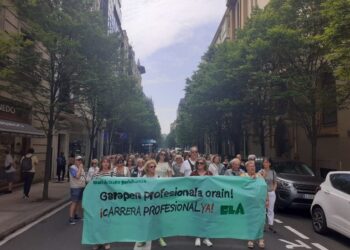 Manifestación este martes en Donostia. Foto: ELA sindikatua