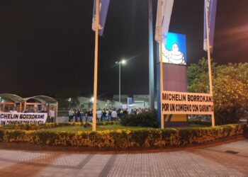 Huelga en Michelín. Foto: LAB