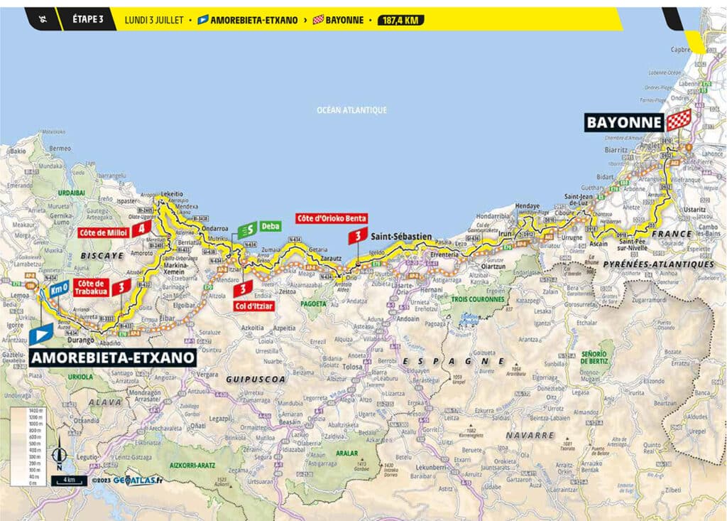 Tour etapa3 recorrido 1024x733 - El tour a su paso por Gipuzkoa (información práctica)
