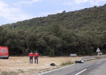 Accidente de un motorista donostiarra en Navarra. Foto: Policía foral (vía twitter)