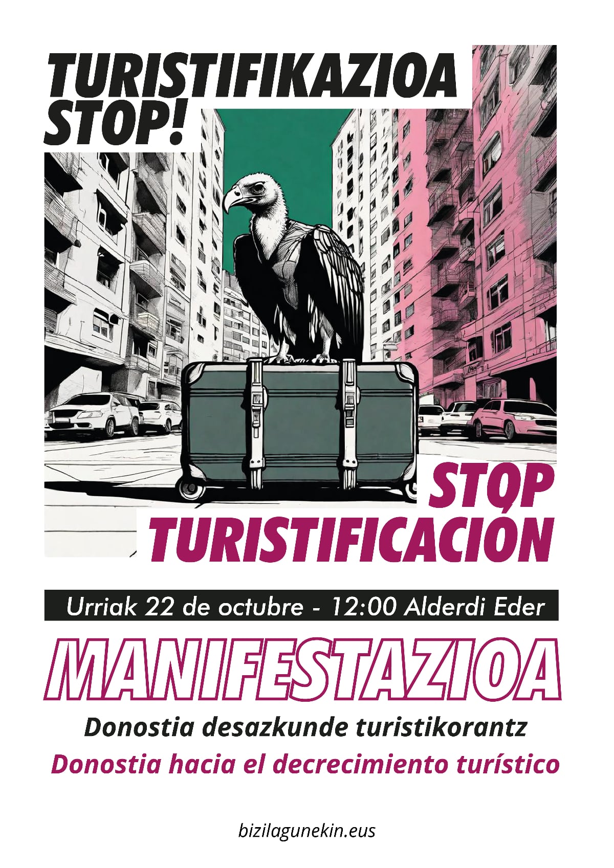 urr22 MANIFA kartela 09 - La marcha contra la turistificación en Donostia recibe el apoyo de una treintena de entidades